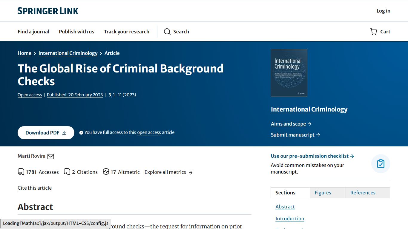 The Global Rise of Criminal Background Checks - Springer